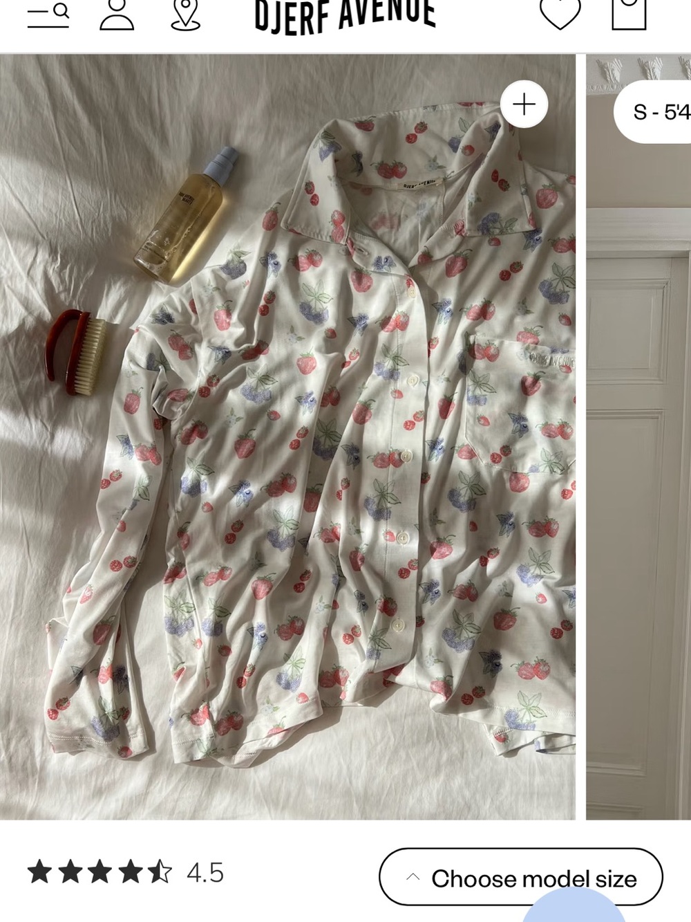 Djerf Avenue White Floral Cotton Pajama Top with Pink & Blue Motif - Picture 4 of 15